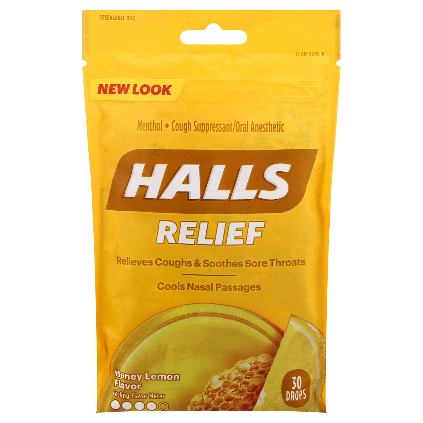 Halls Relief Honey Lemon Flavor Cough Drops 30 ea