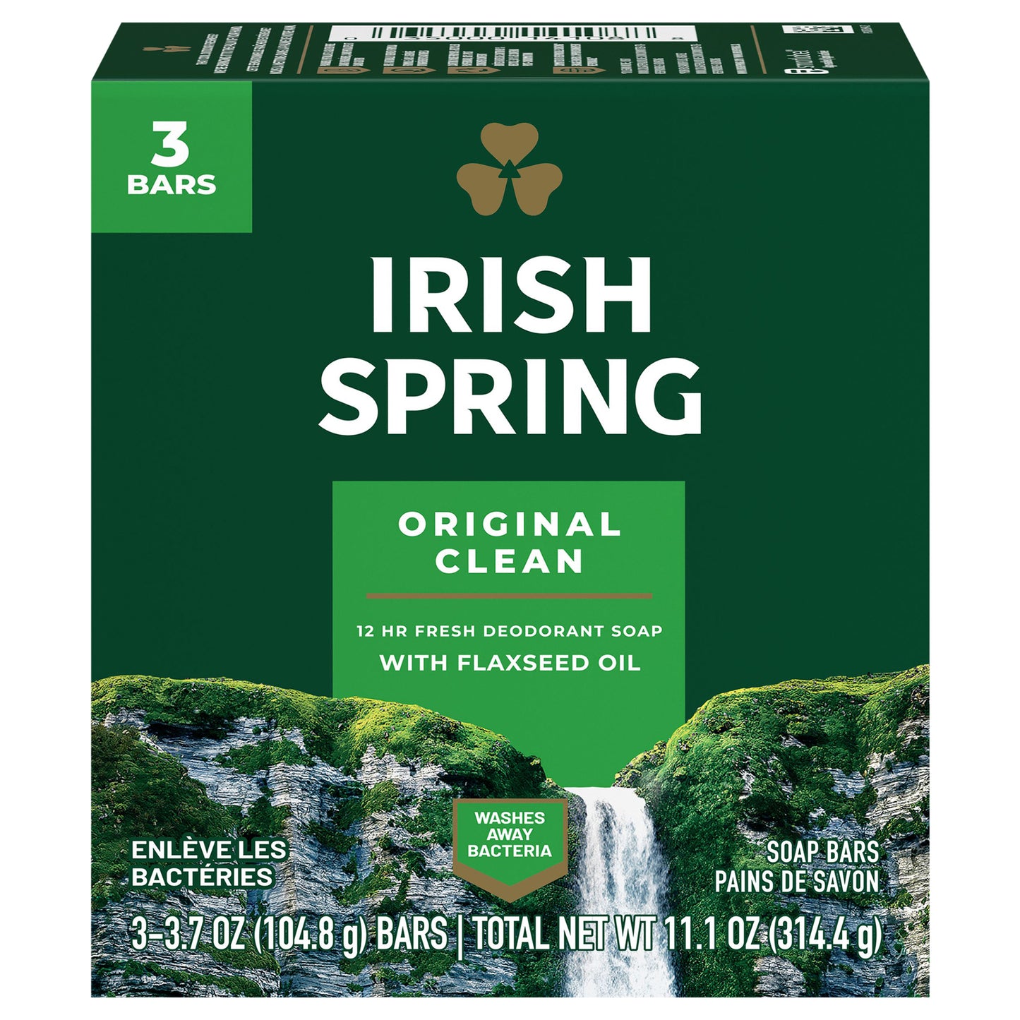 Irish Spring Original Clean Soap Bars 3-3.7 oz Boxes