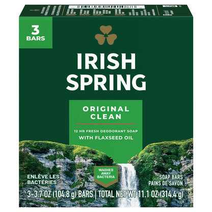 Irish Spring Original Clean Soap Bars 3-3.7 oz Boxes