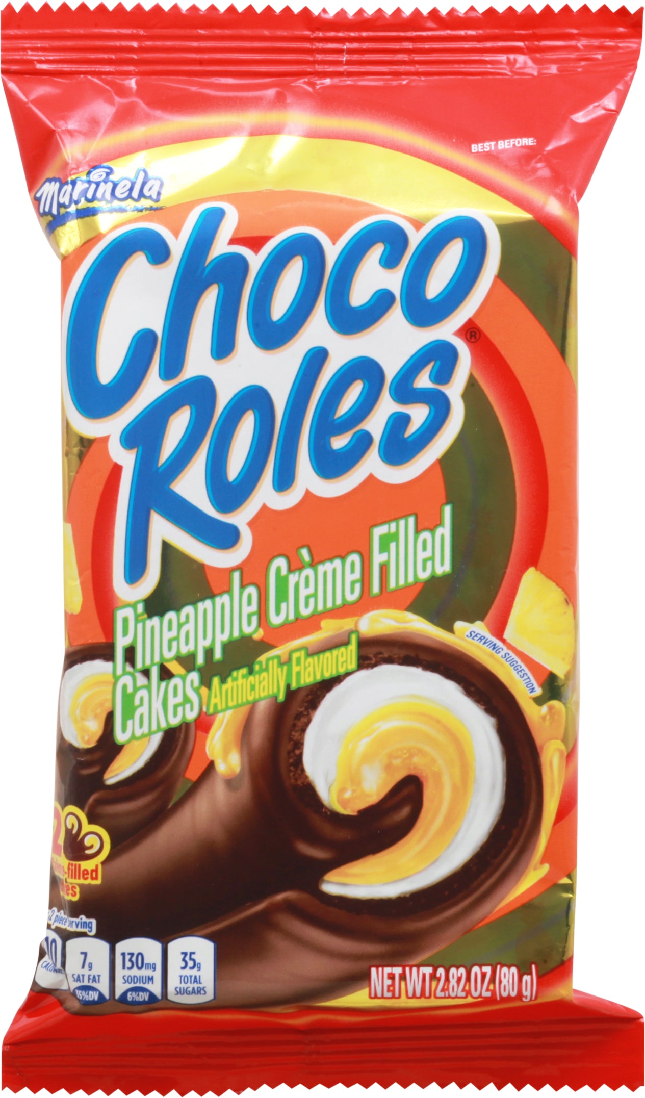 Marinela ChocoRoles Pineapple Creme Filled Cakes 2.82 oz