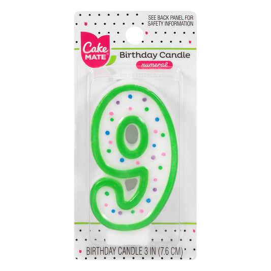Cake Mate 3 Inch 9 Numeral Birthday Candle 1 ea