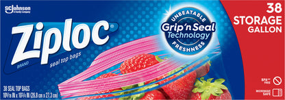 Ziploc Gallon Storage Seal Top Bags 38 ea