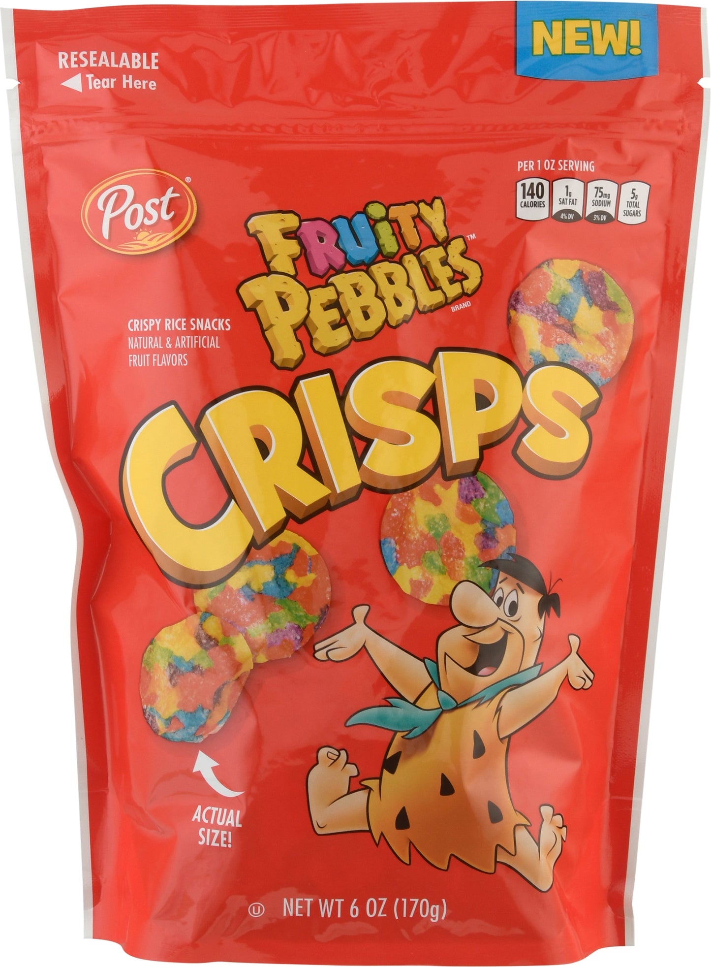 Fruity Pebbles Crisps Crispy Rice Snacks 6 oz Pouch