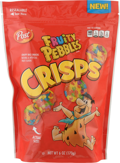 Fruity Pebbles Crisps Crispy Rice Snacks 6 oz Pouch