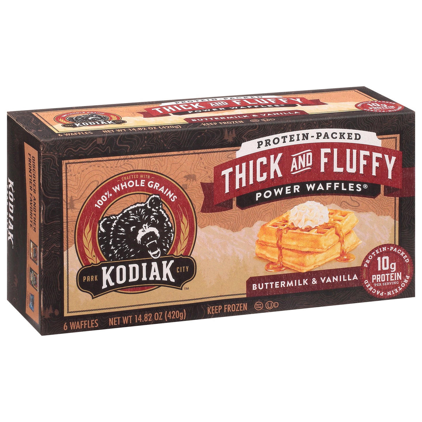 Kodiak Thick and Fluffy Buttermilk & Vanilla Power Waffles 6 ea
