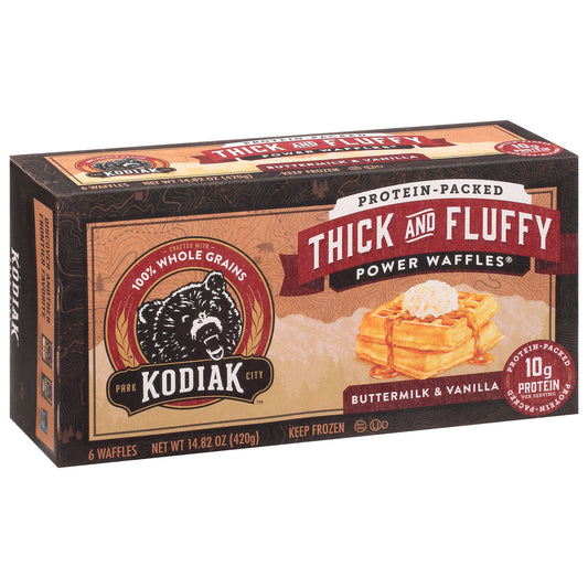 Kodiak Thick and Fluffy Buttermilk & Vanilla Power Waffles 6 ea