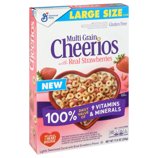 Cheerios Large Size Multi Grain Cereal with Real Strawberries 11.5 oz