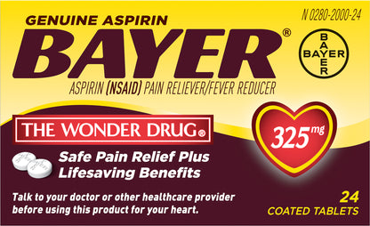 Bayer 325 mg Aspirin Coated Tablets 24 ea Box