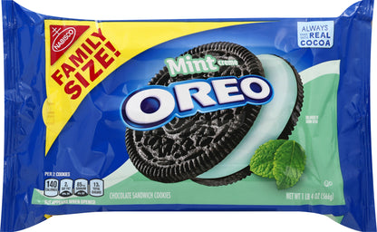 Oreo Family Size Mint Creme Chocolate Sandwich Cookies 20 oz