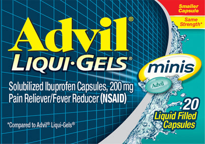 Advil Liqui-Gels minis Pain Reliever and Fever Reducer, Ibuprofen 200mg for Pain Relief - 20 Liquid