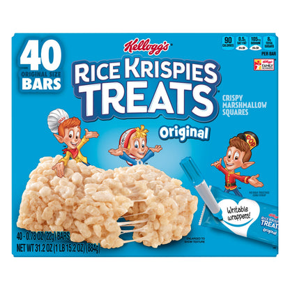 Rice Krispies Treats 40 Pack Original Size Original Crispy Marshmallow Squares 40 ea