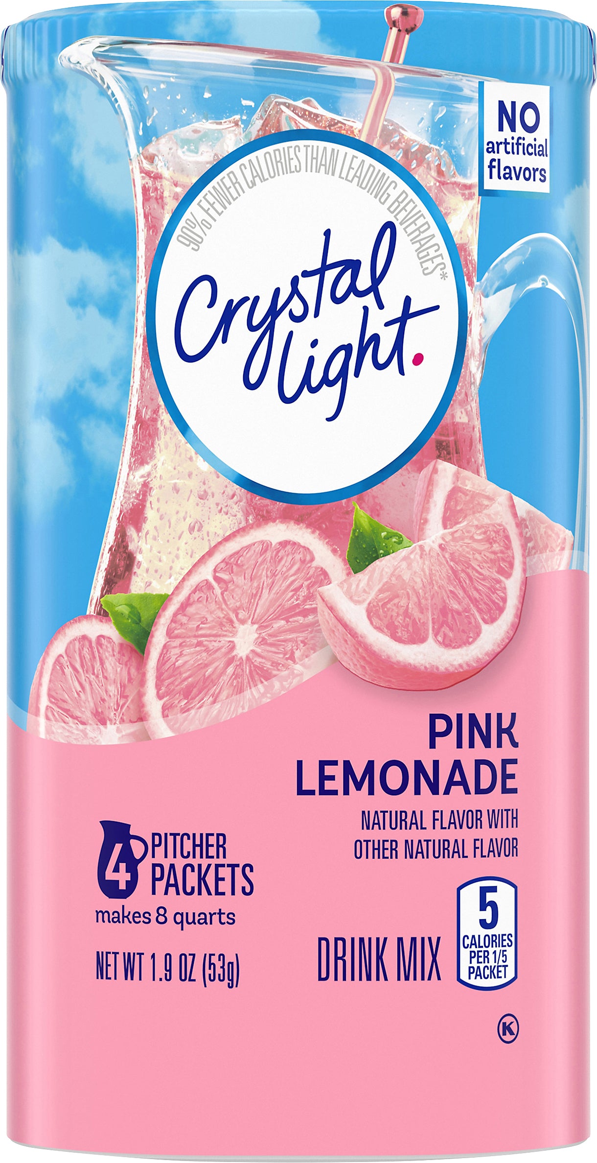 Crystal Light Pink Lemonade Naturally Flavored Powdered Drink Mix, 4 ct Pitcher Packets