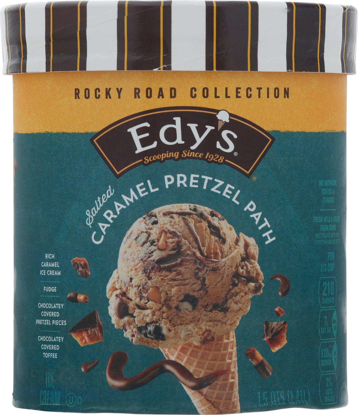 Edy's Rocky Road Collection Salted Caramel Pretzel Path Ice Cream 1.5 qt