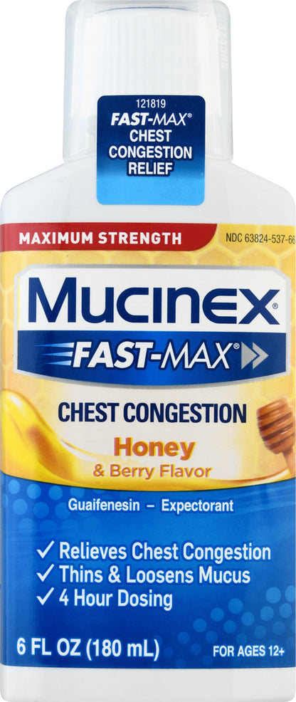Mucinex Fast-Max Maximum Strength Honey & Berry Flavor Chest Congestion 6 oz