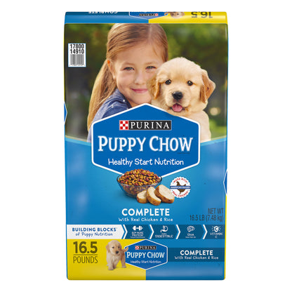 Purina Puppy Chow High Protein Dry Puppy Food, Complete With Real Chicken - 16.5 lb. Bag
