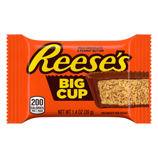 REESE'S Big Cup Milk Chocolate Peanut Butter Cups Candy, Individually Wrapped, 1.4 oz, Pack