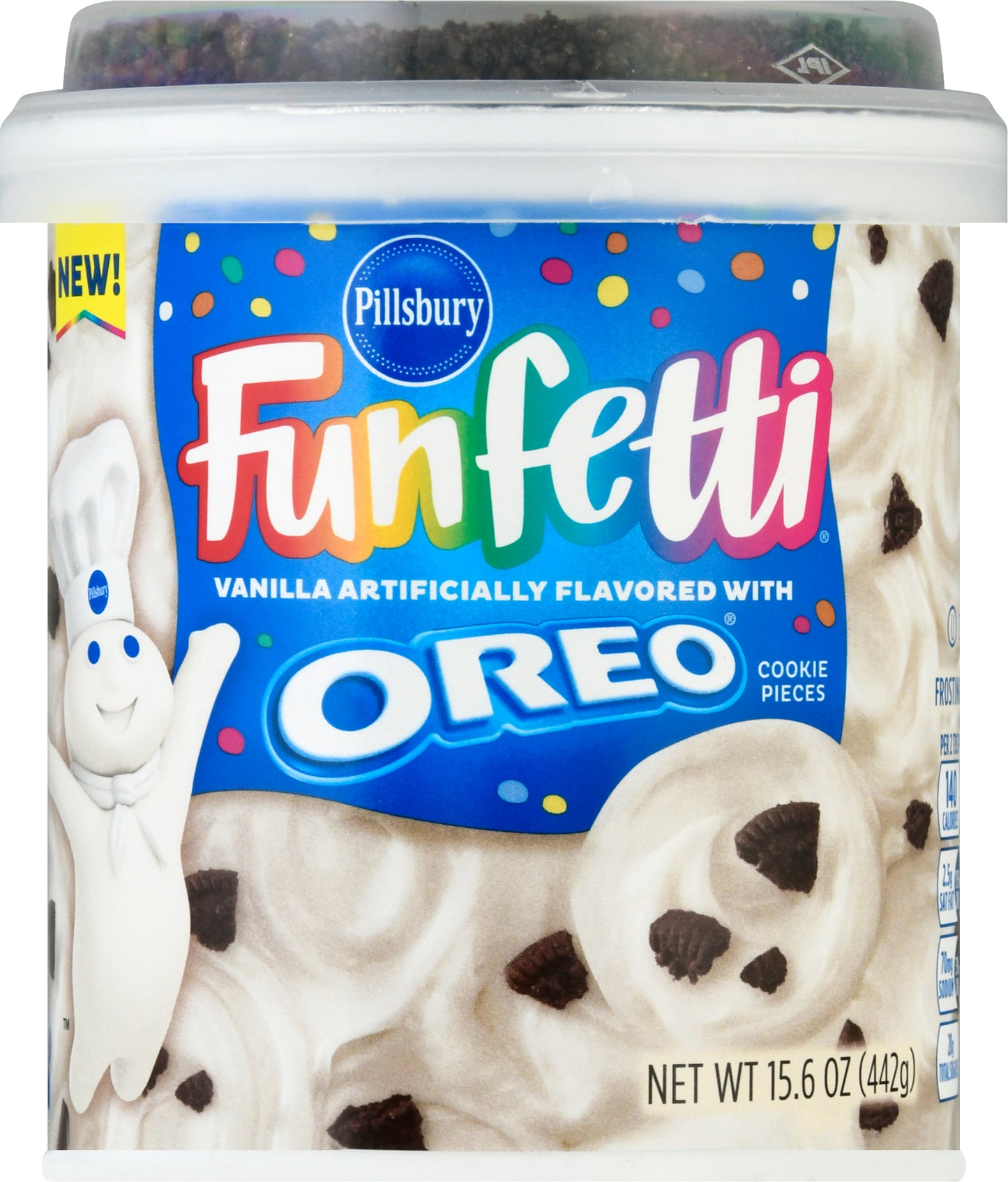 Pillsbury Funfetti Vanilla with Oreo Cookie Pieces Frosting 15.6 oz