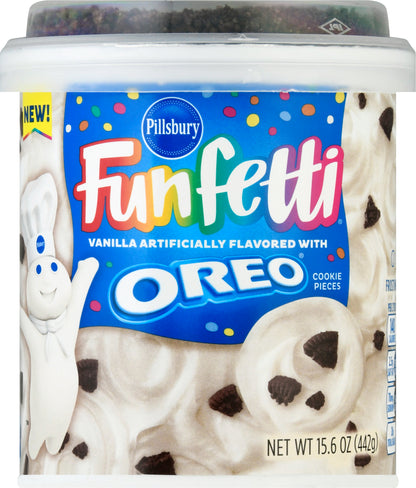 Pillsbury Funfetti Vanilla with Oreo Cookie Pieces Frosting 15.6 oz