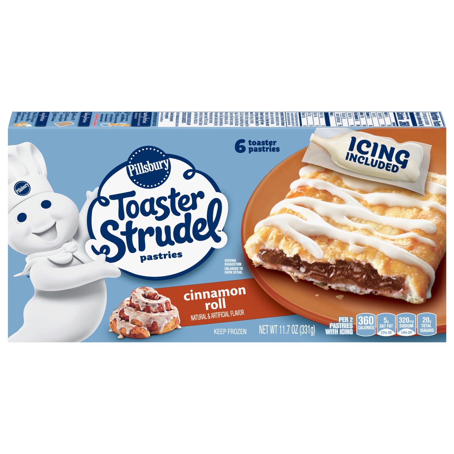 Pillsbury Toaster Strudel, Cinnabon Cinnamon Roll, Frozen Pastries, 6 ct