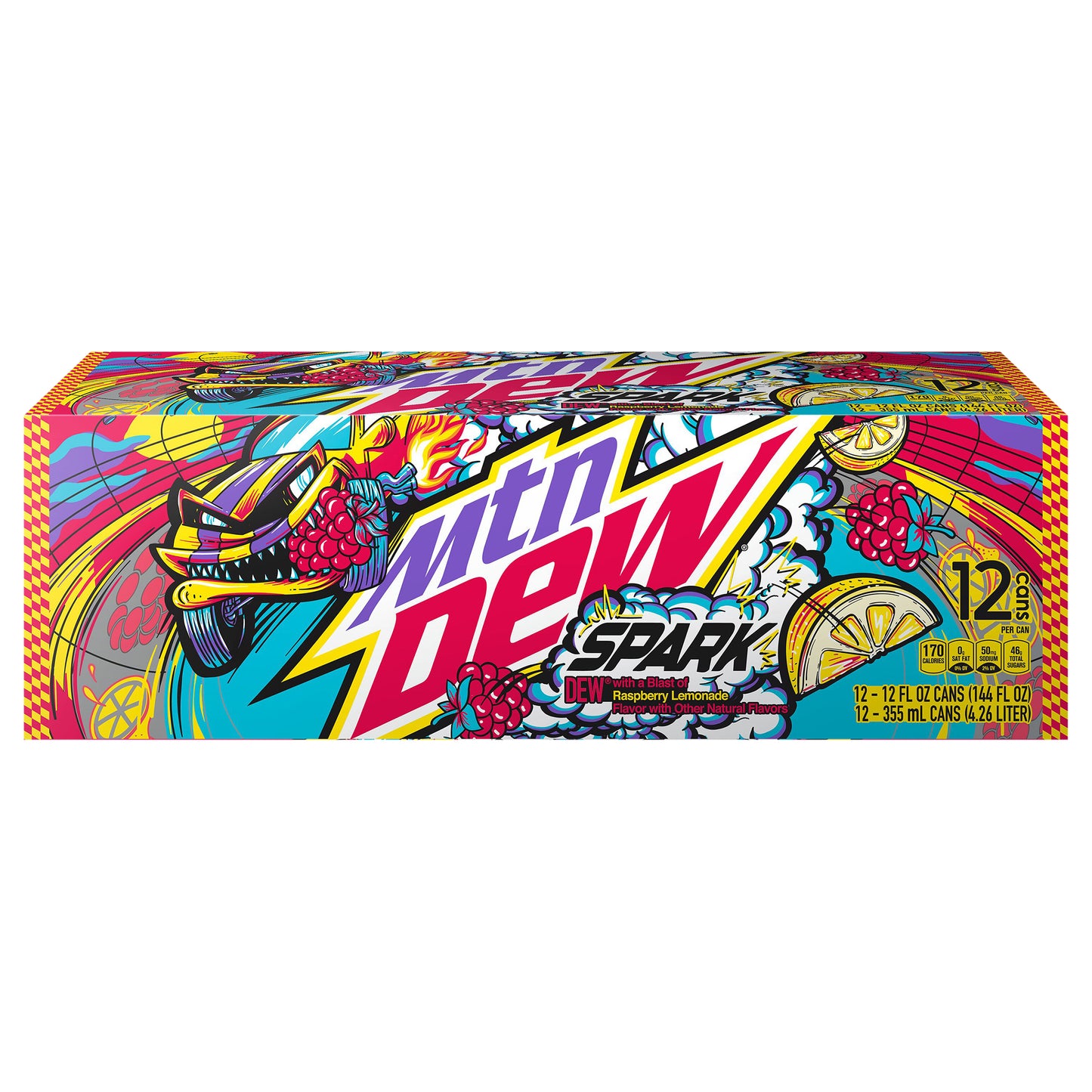 Mtn Dew Spark Soda Raspberry Lemonade12 Fluid Ounce, 12 Count