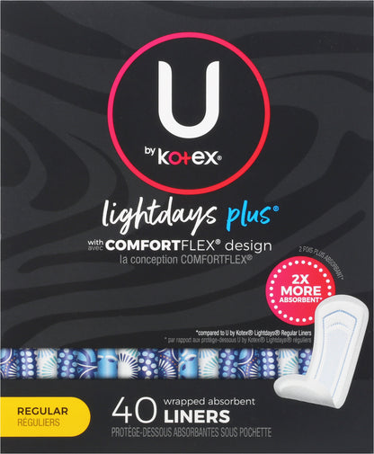 U by Kotex LIghtDays Plus Regular Liners 40 ea
