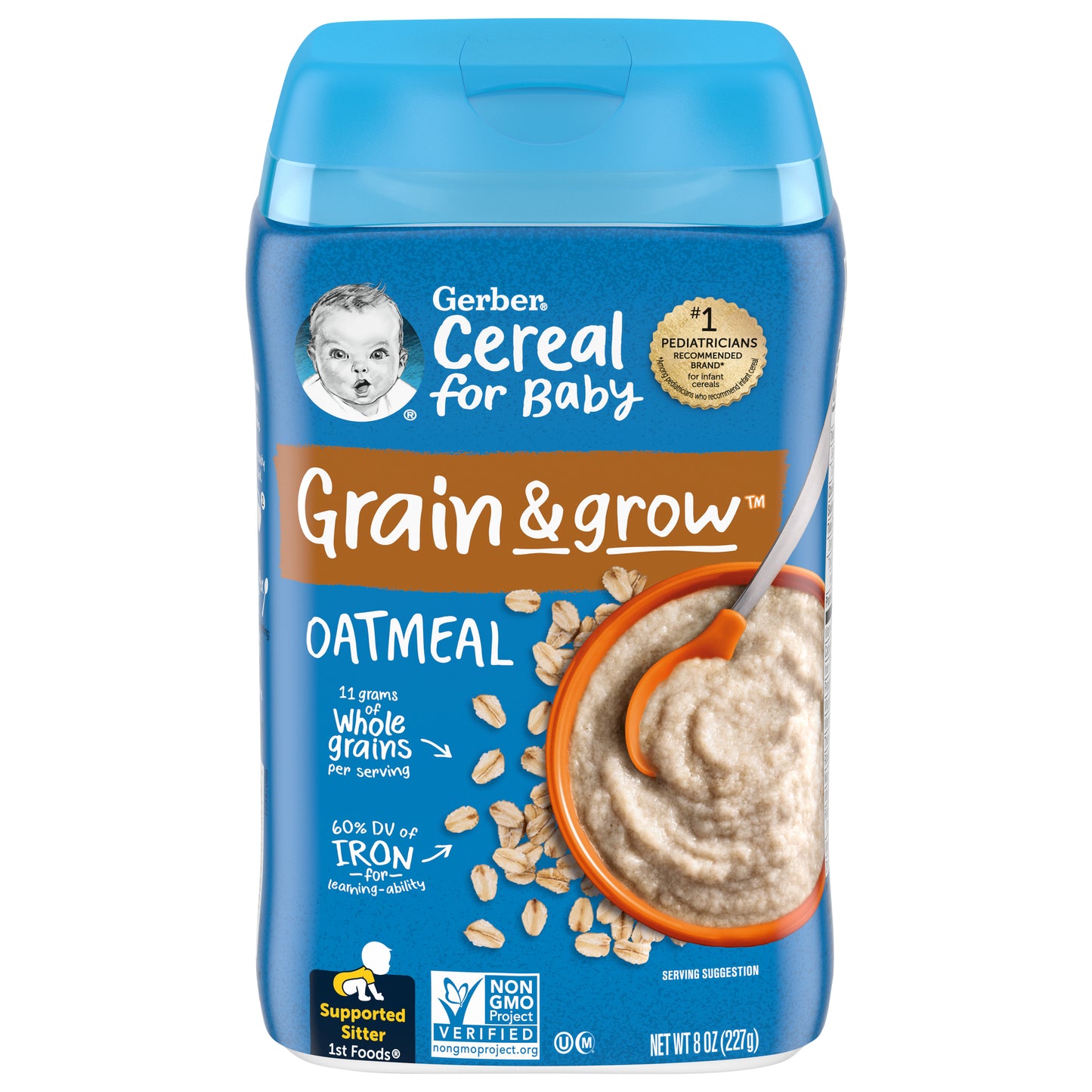 Gerber Grain & Grow Oatmeal Cereal Shrink R033C 8 oz (227g)