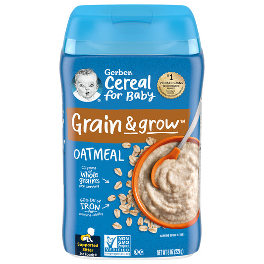 Gerber Grain & Grow Oatmeal Cereal Shrink R033C 8 oz (227g)