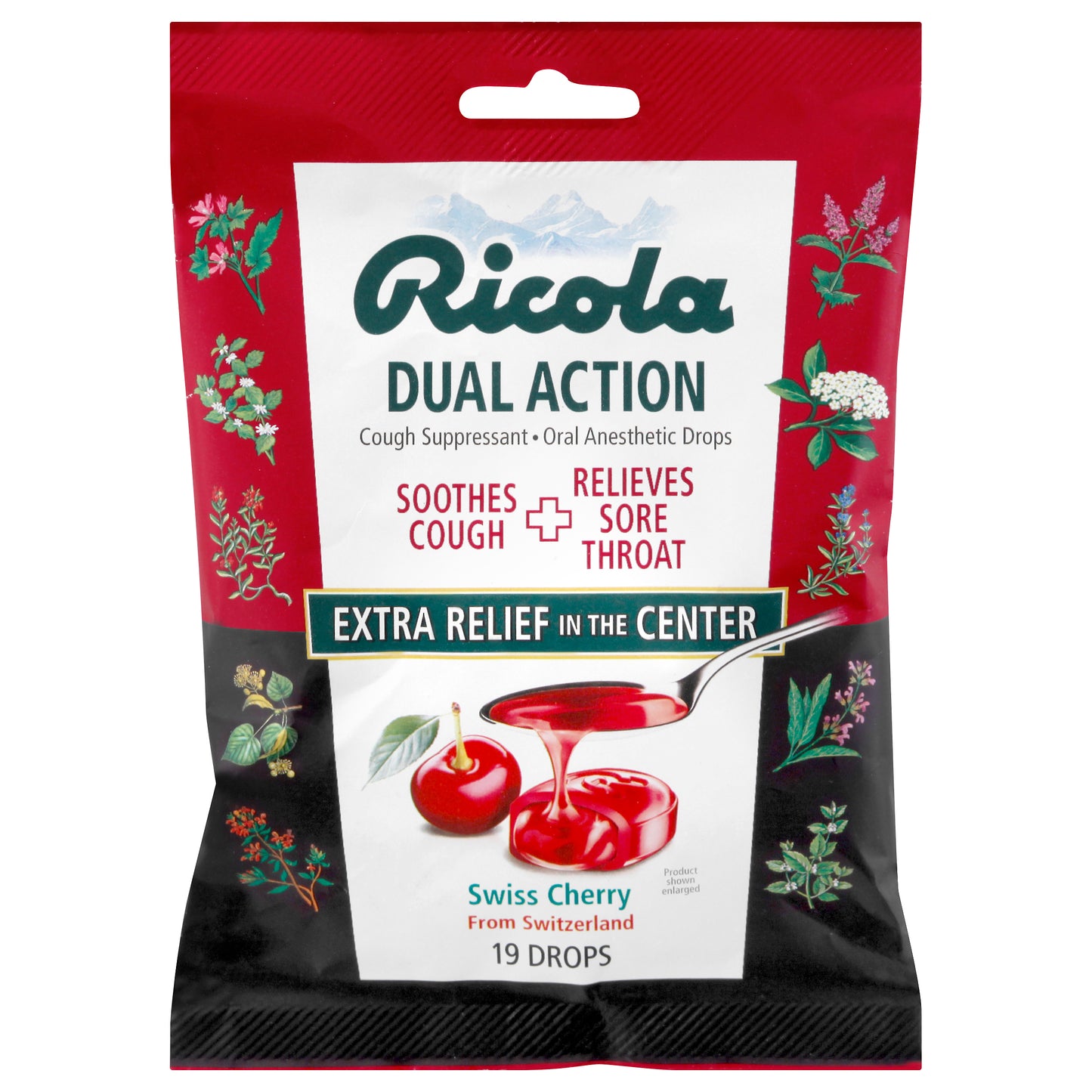 Ricola Dual Action Drops Swiss Cherry Cough Suppressant Drops 19 ea