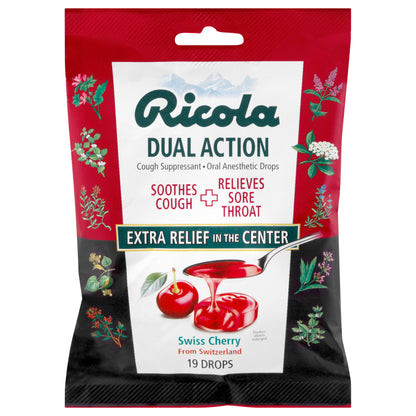 Ricola Dual Action Drops Swiss Cherry Cough Suppressant Drops 19 ea
