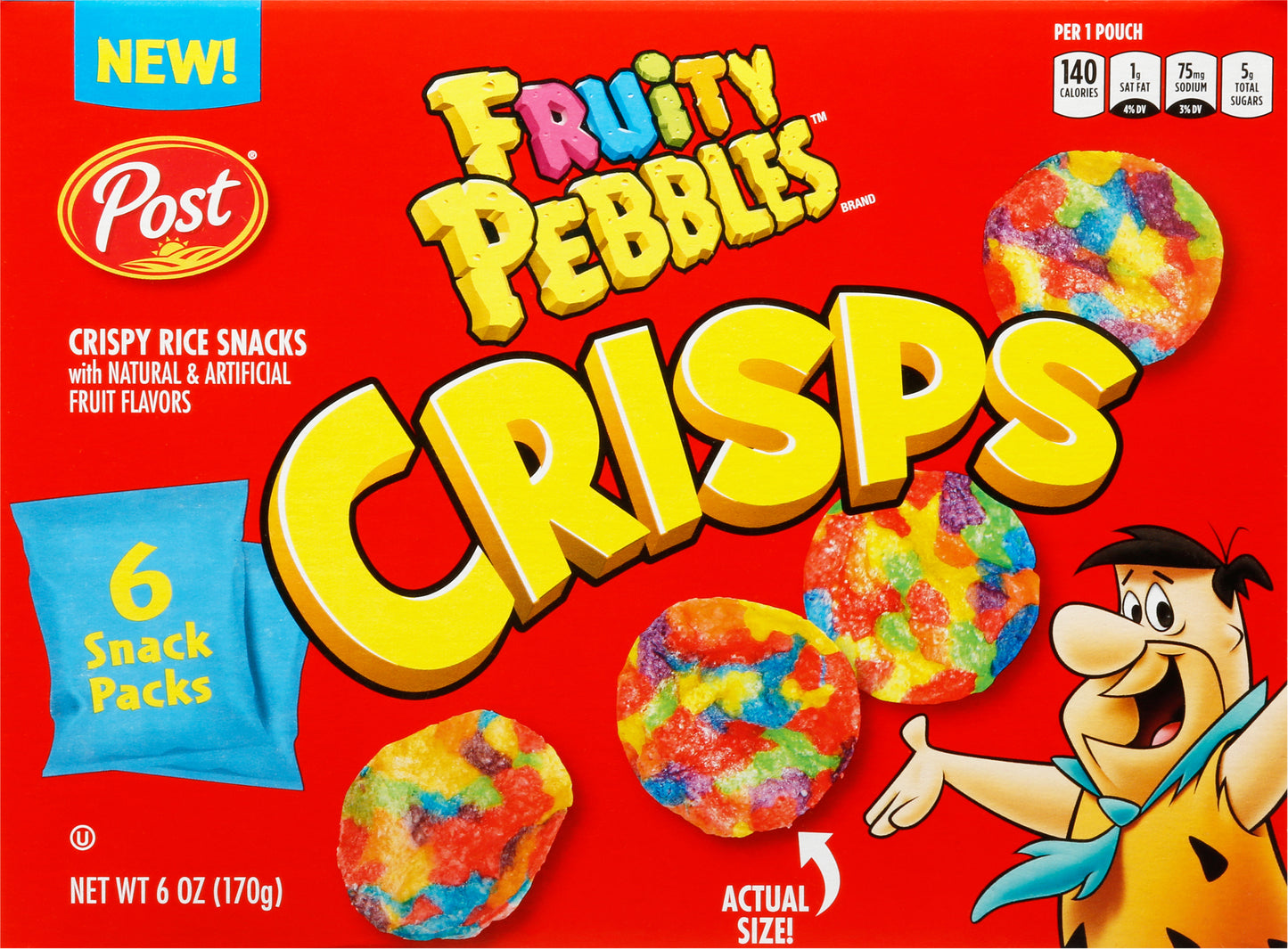 Fruity Pebbles Crisps Crispy Rice Snacks 6 ea
