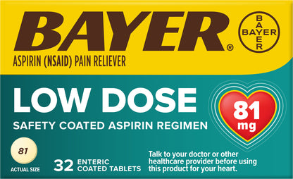 Bayer Tablets 81 Mg Low Dose Pain Reliever 32 ea