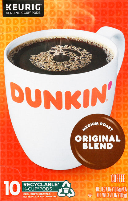 Dunkin K-Cup Pods Medium Roast Original Blend Coffee 10 ea