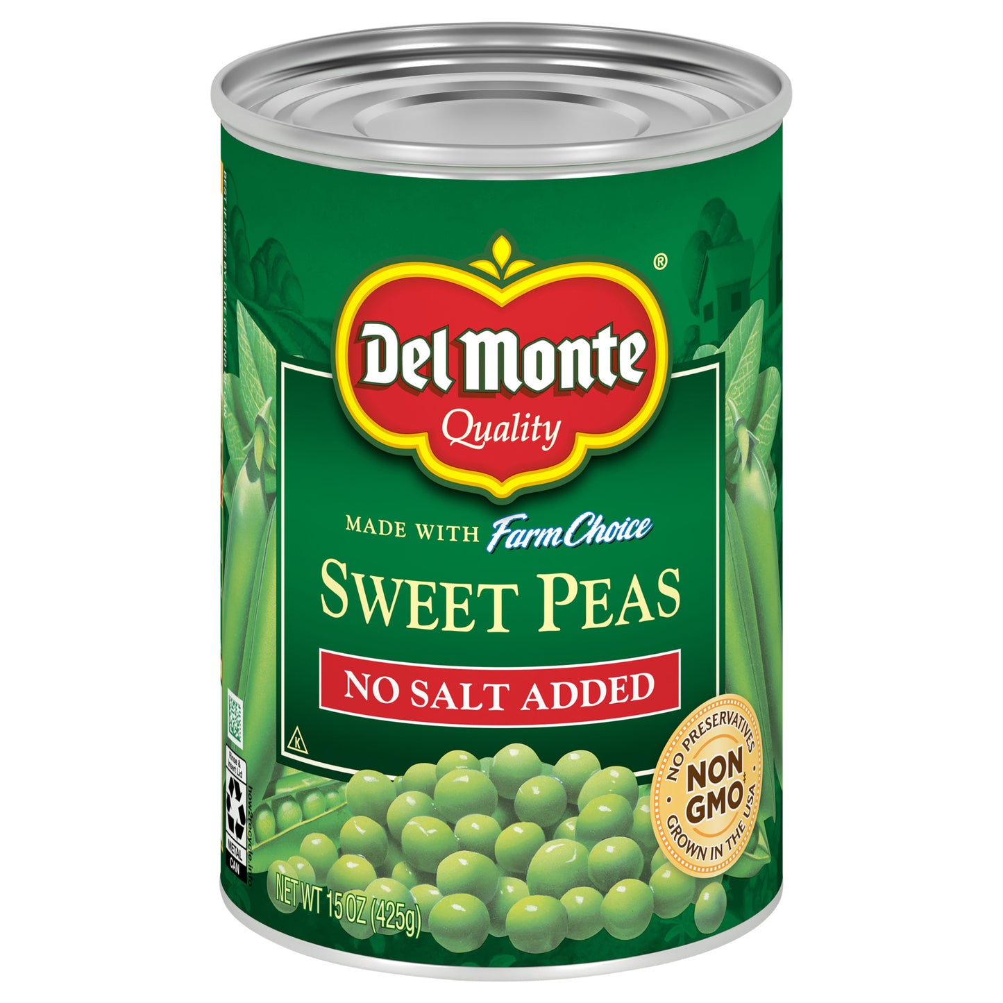 Del Monte No Salt Added Sweet Peas 15 oz Can