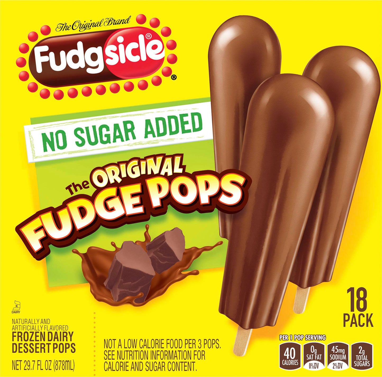 Fudgsicle 18 Pack The Original Fudge Pops No Sugar Added