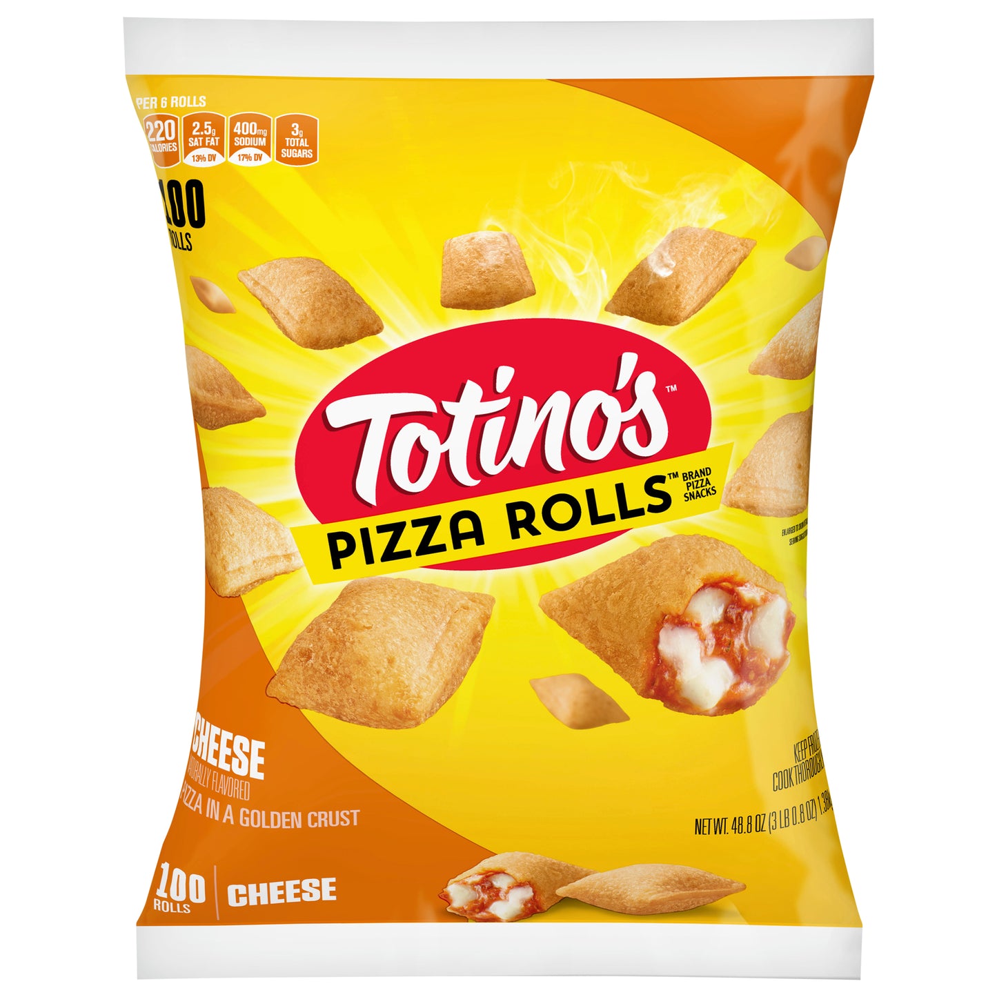 Totino's Pizza Rolls, Cheese, 100 Rolls, 48.85 oz Bag