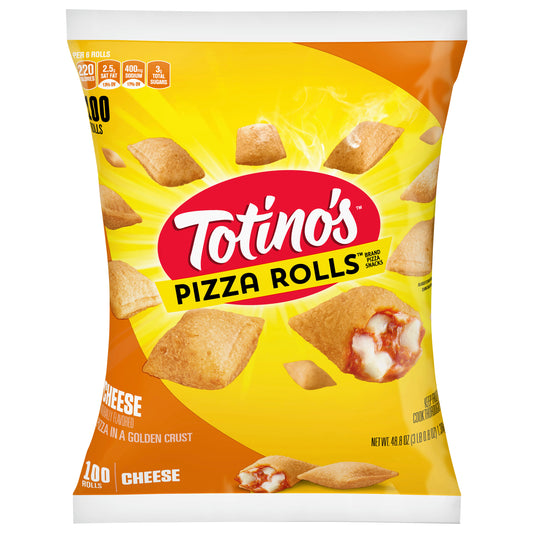 Totino's Pizza Rolls, Cheese, 100 Rolls, 48.85 oz Bag