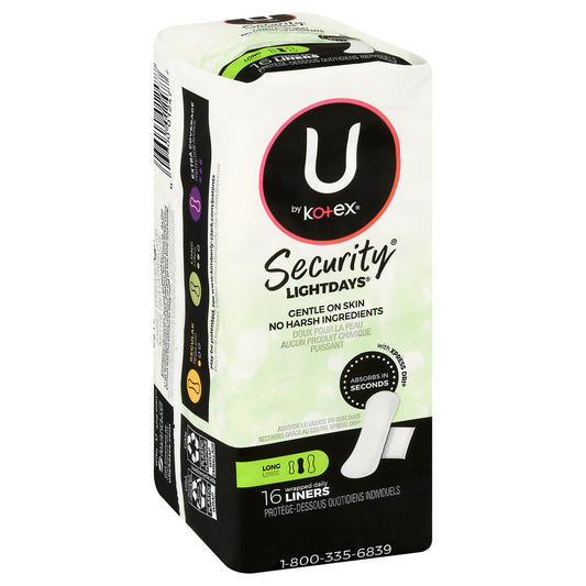 U by Kotex Lightdays Security Long Liners 16 ea