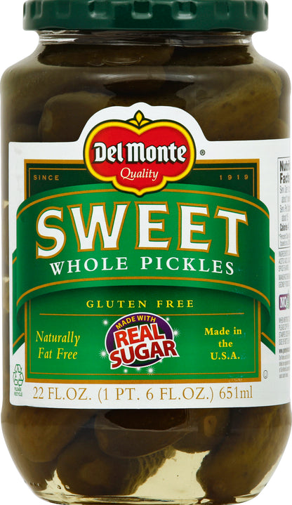 Del Monte Whole Pickles 22 oz
