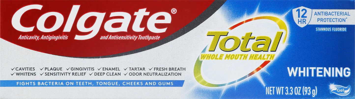Colgate Total Whitening Gel Toothpaste 3.3 oz
