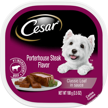 Cesar Porterhouse Steak Flavor Classic Loaf in Sauce Canine Cuisine 3.5 oz
