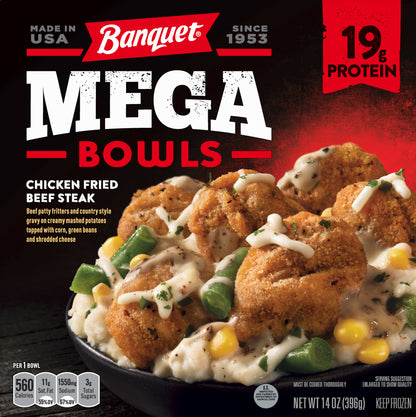 Banquet Mega Bowls Chicken Fried Beef Steak 14 oz