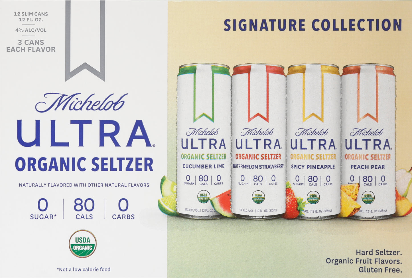 Michelob Ultra Organic Signature Collection Hard Seltzer 12 - 12 fl oz Slim Cans
