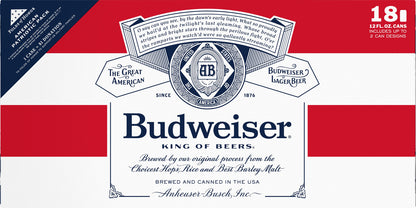 Budweiser King of Beers Lager Beer 18 ea