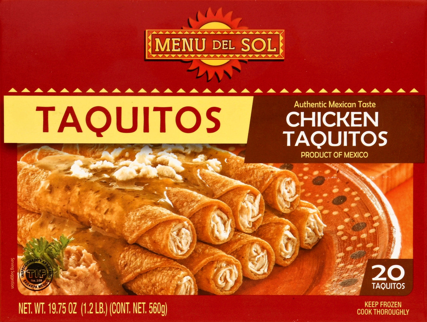 Menu Del Sol Taquitos 20 ea