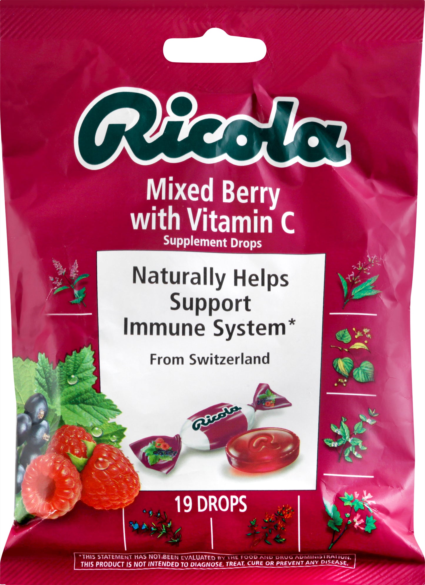 Ricola Mixed Berry with Vitamin C Supplement Drops 19 ea