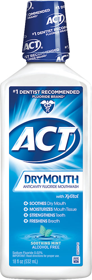 ACT Dry Mouth  Anticavity Fluoride Soothing Mint Mouthwash 18 oz