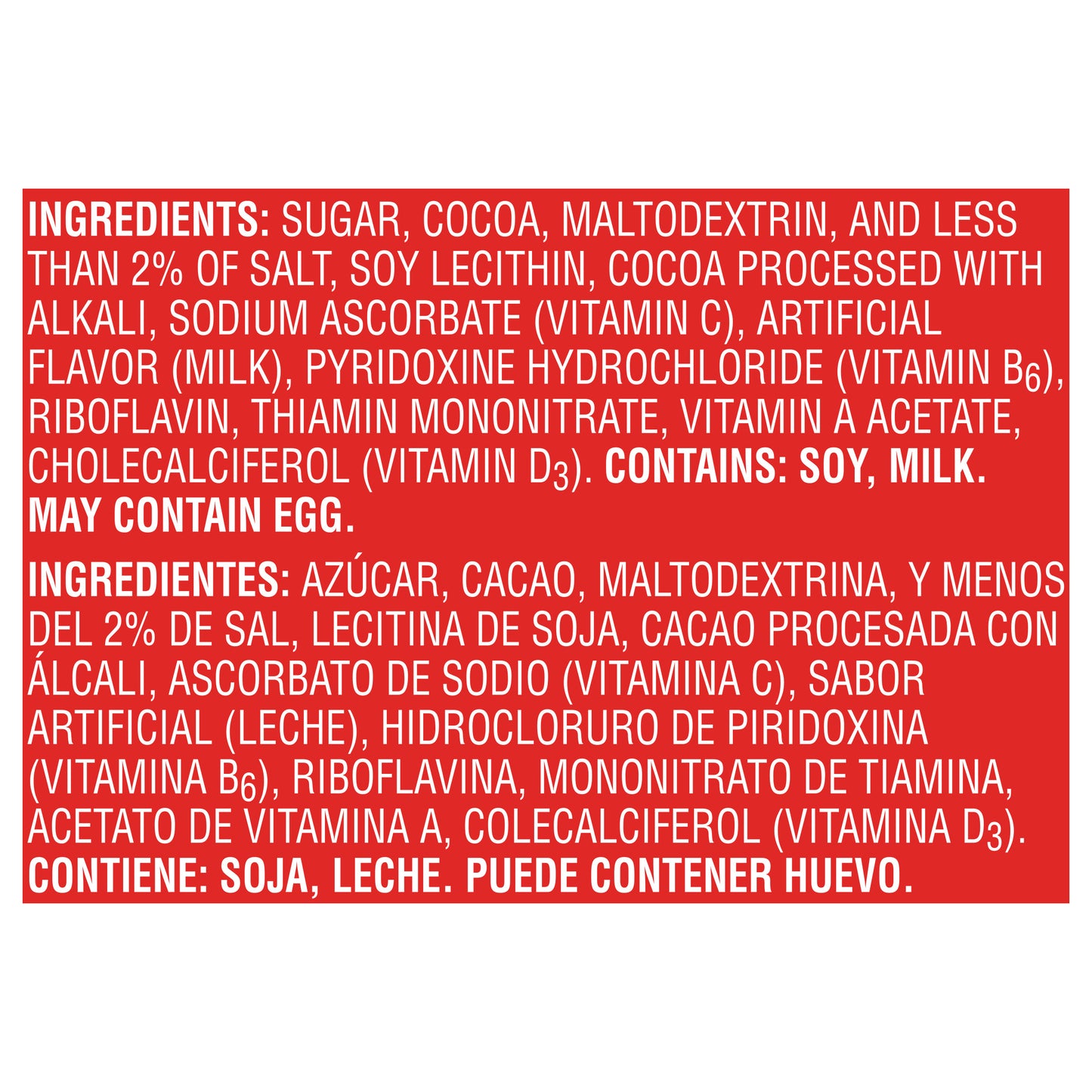 Carlos V Chocolate Flavored Drink Mix 14.1oz (400g) English-Spanish