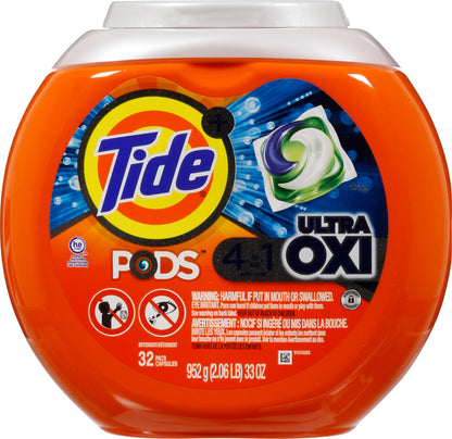 Tide Pods 4 in 1 Ultra OXI Detergent 32 Pacs 32 ea