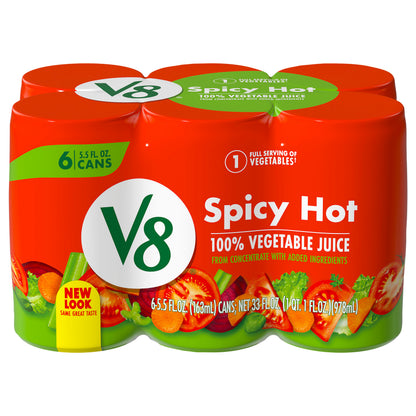 V8 Spicy Hot 100% Vegetable Juice 6 - 5.5 fl oz Can