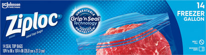 Ziploc Gallon Freezer Seal Top Bags 14 ea